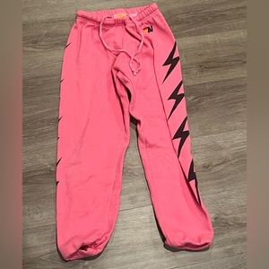 Aviator Nation Neon Pink 4 lightning bolt sweatpants- XS